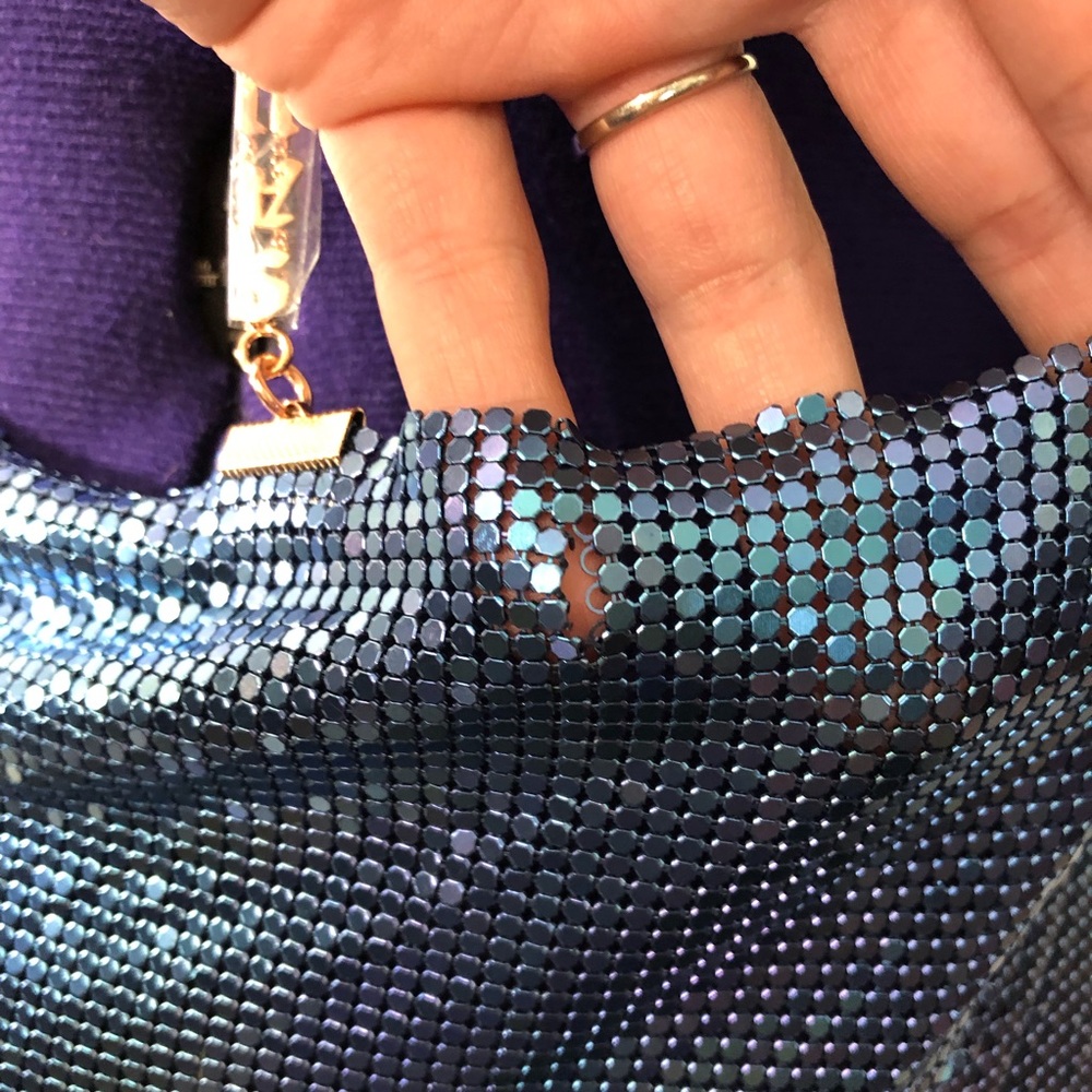Savage X Fenty by Rihanna Blue Shiny Metallic Mesh Beaded Top - Picture 16 of 17